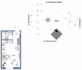 ЖК «Страна.Парковая», планировка студии, 28.90 м²
