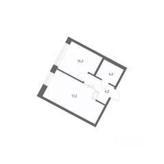 ЖК «NEWПИТЕР», планировка 1-комнатной квартиры, 35.86 м²