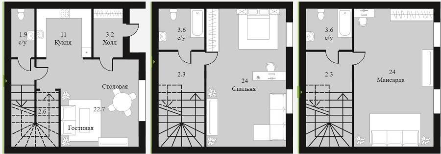 3-комн. квартира, 101 м², в Малоэтажный ЖК «Академия Парк»