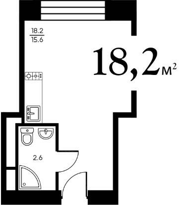 Квартира-студия, 18,2 м², в ЖК MySpace на Окской