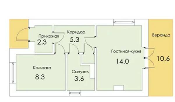 1-комн. квартира, 37,3 м², в Малоэтажный ЖК «ЭКО ном и Я»