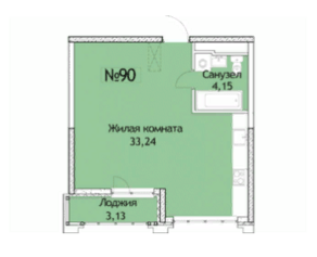 ЖК «Вдохновение», планировка 1-комнатной квартиры, 40.52 м²