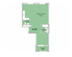ЖК «Вдохновение», планировка 2-комнатной квартиры, 67.02 м²