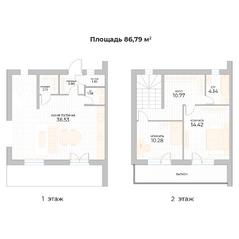 МЖК «Нева Life», планировка 2-комнатной квартиры, 86.79 м²