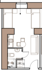 Апарт-комплекс «Заслонова 8», планировка студии, 18.50 м²