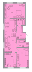 ЖК «Стороны света-2», планировка 3-комнатной квартиры, 79.72 м²