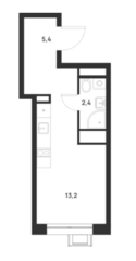 ЖК «Foreville», планировка студии, 21.00 м²