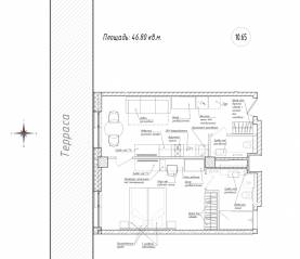 Апарт-комплекс «Well», планировка студии, 46.80 м²