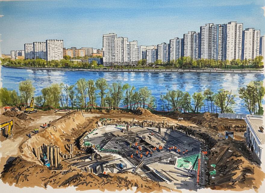На фото ход строительства ЖК «Dream Riva» от Regions Development