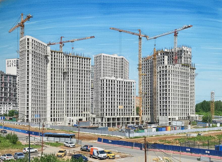 На фото ход строительства ЖК «Новая Звезда» от Концерна «КРОСТ»